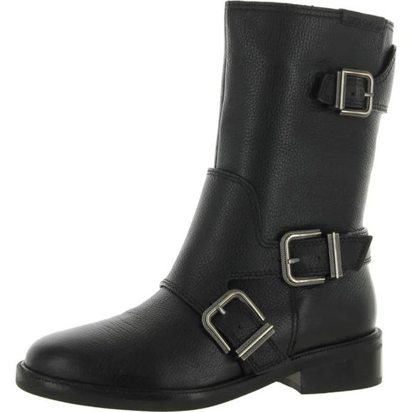 🆕 VINCE CAMUTO Alicenta Moto Bootie Boots 5.5 Black - Picture 1 of 13